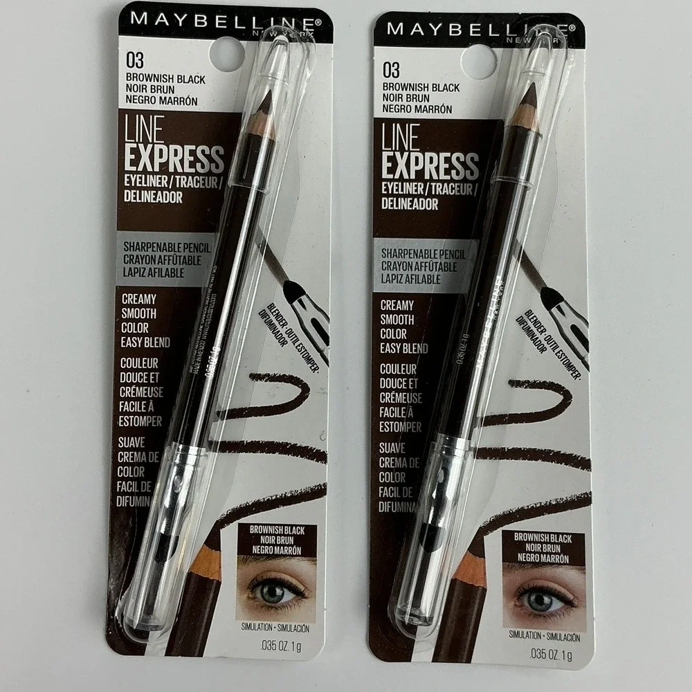 Pair 2 Maybelline Line Express Eyeliner Pencil Brownish Black03 Smooth Blendable